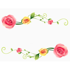 简约玫瑰花绿叶框边