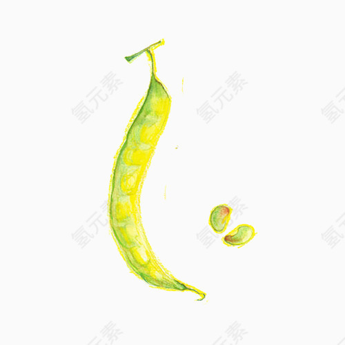小清新简约水彩手绘黄色豌豆