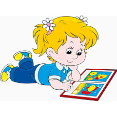 趴地上看书的小女孩