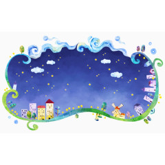 水彩清新童话世界插画