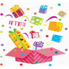 矢量手绘彩色大礼盒