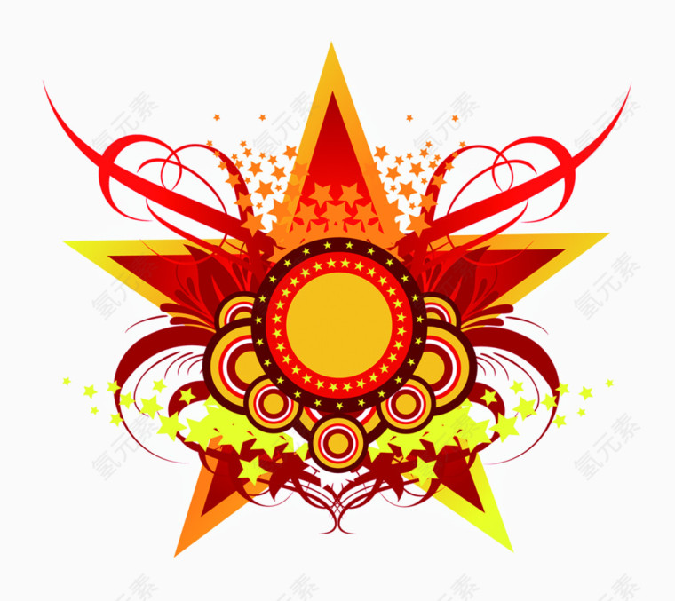 复古经典花纹五角星设计