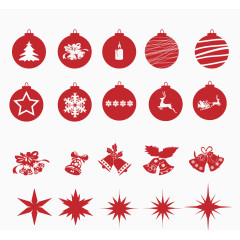 圣诞节红色剪纸装饰集合素材