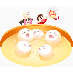 男孩女孩碗元宵