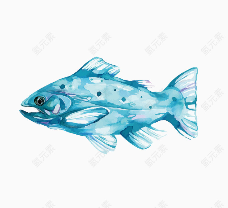 卡通手绘水彩小鱼
