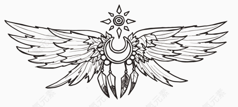 矢量魔幻风手绘翅膀