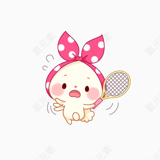 粉色头戴蝴蝶结的表情小兔子