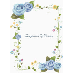 韩式蓝色玫瑰花边框