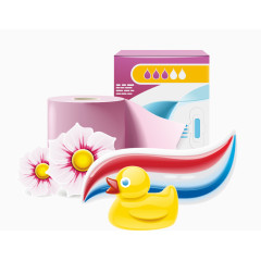 卡通绘制的一堆日用品