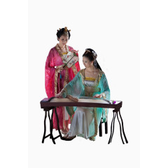 古代美女弹古筝