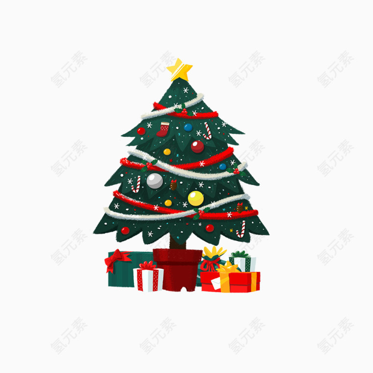 圣诞节圣诞树新年海报装饰元素