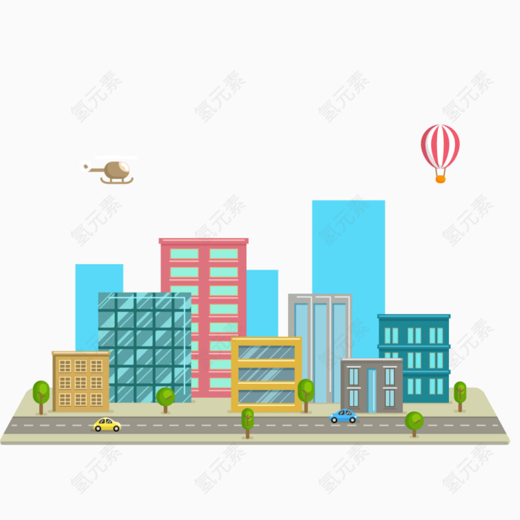 创意城市建筑风景矢量素材