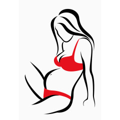 卡通手绘幸福孕妇剪影 