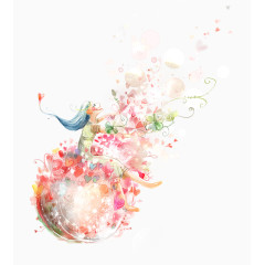 手绘梦幻女孩场景插画