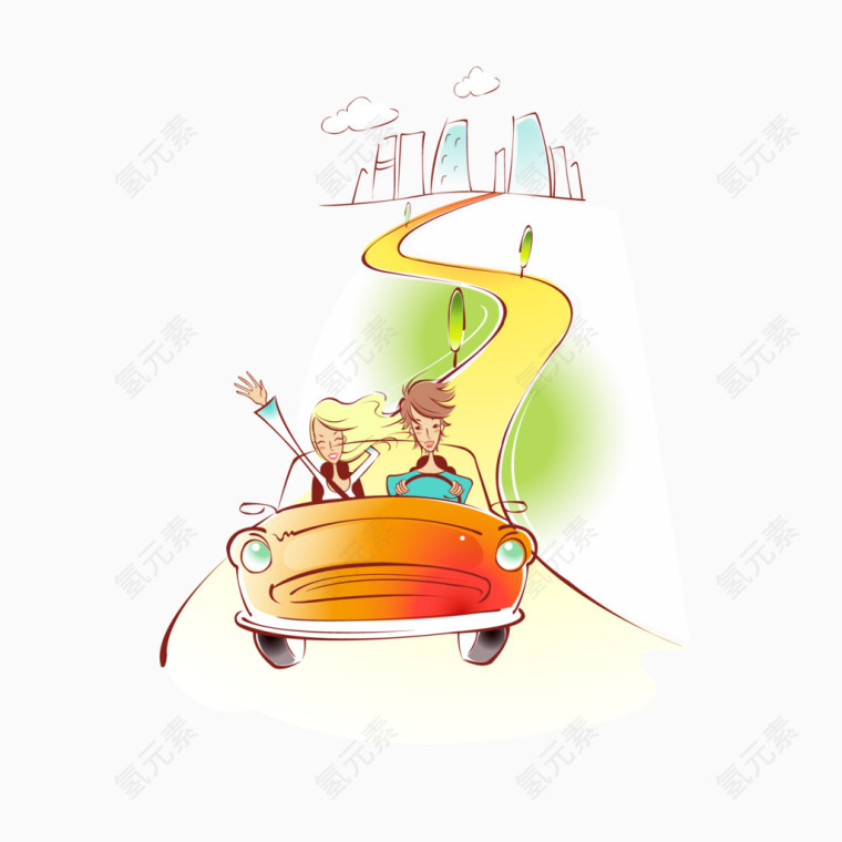 开车旅游季元素