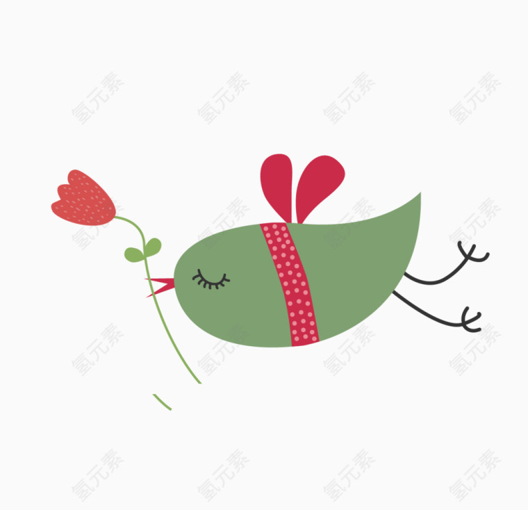 卡通绿色小鸟