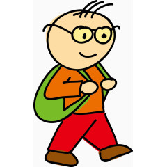 背着书包上学的男孩