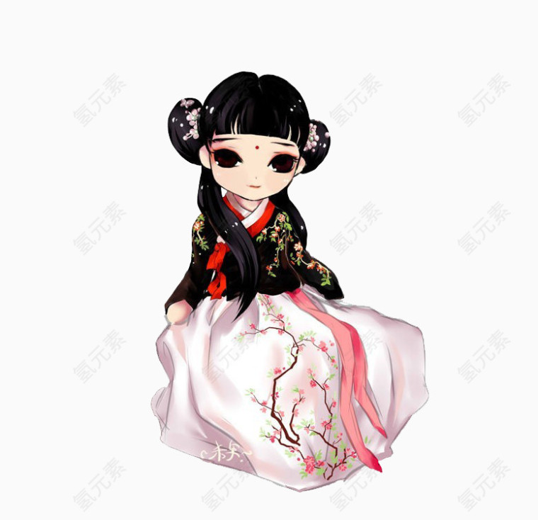 穿袄裙的小女孩