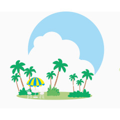 卡通手绘休闲渡假素材