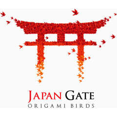 矢量日本文化千纸鹤