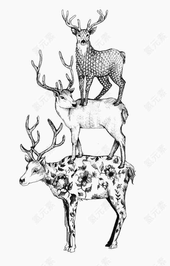 黑白经典时尚插画