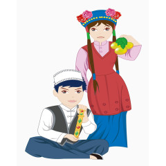 卡通手绘保安族人物