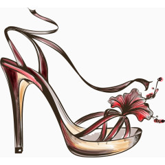 卡通手绘素描高跟凉鞋 