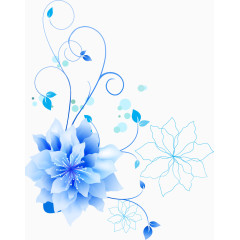 蓝色边框花朵装饰