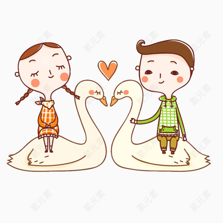 骑在鹅背上的小情侣
