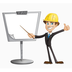 卡通手绘商务建筑师白板演讲