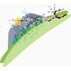 青山卡通手绘图标元素