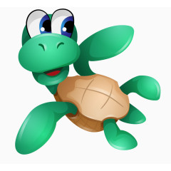 卡通手绘游泳绿色可爱乌龟
