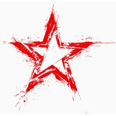 红色毛笔笔刷绘制五角星