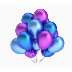 蓝紫色气球免扣素材