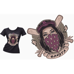 矢量海盗美女印花