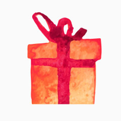 水彩手绘礼物盒素材