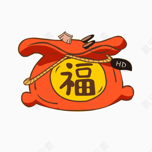 矢量卡通福字红包元素