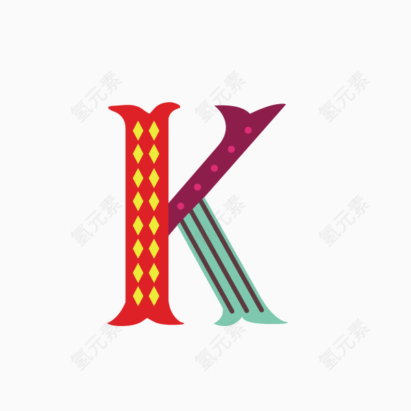 卡通字母 马戏团字母 字母K