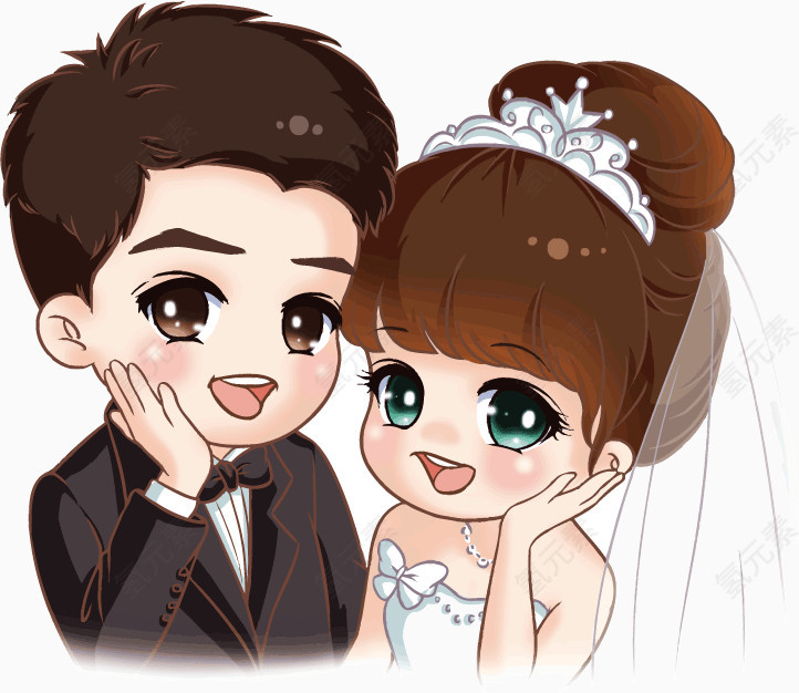 卡通新郎新娘