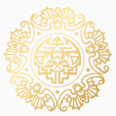 金色花纹福字矢量素材