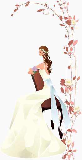 优雅卡通婚纱新娘矢量素材