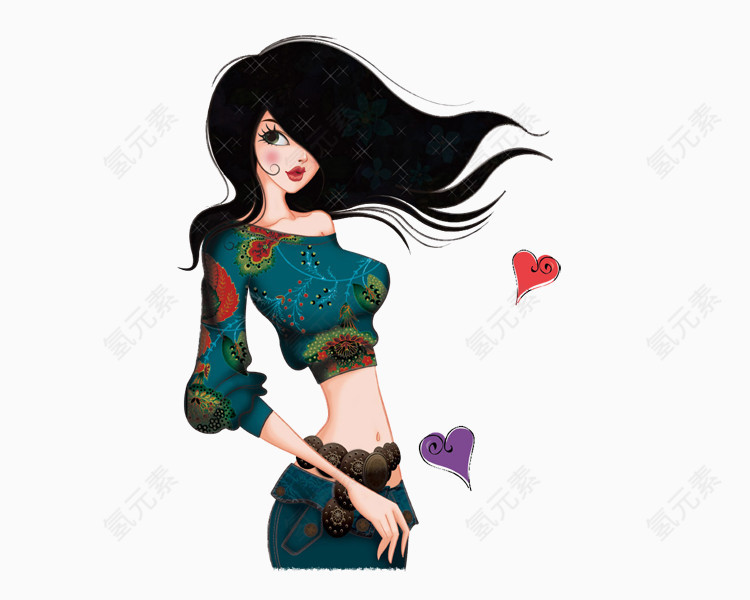  卡通绘制魅力女人