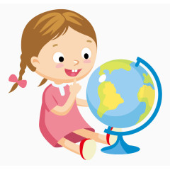 玩地球仪的女孩