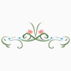 复古清新蓝色花朵分隔线边框