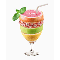 夏季水果叠层红酒杯水果鸡尾酒