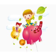 骑着大象的孩子