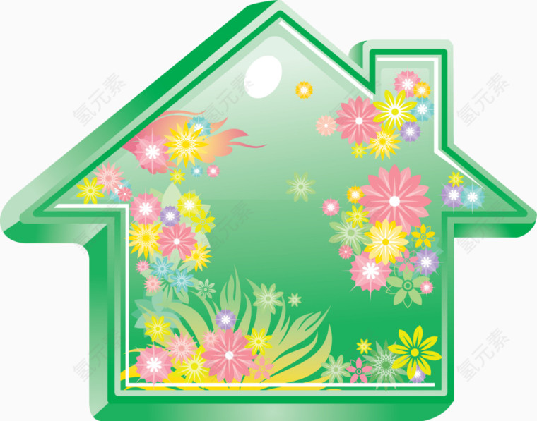 绿色花纹房子