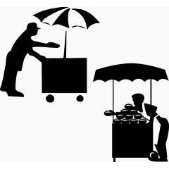 矢量剪影售货员买东西