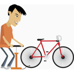 给自行车打气的男子