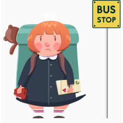 背着行李等车的女孩